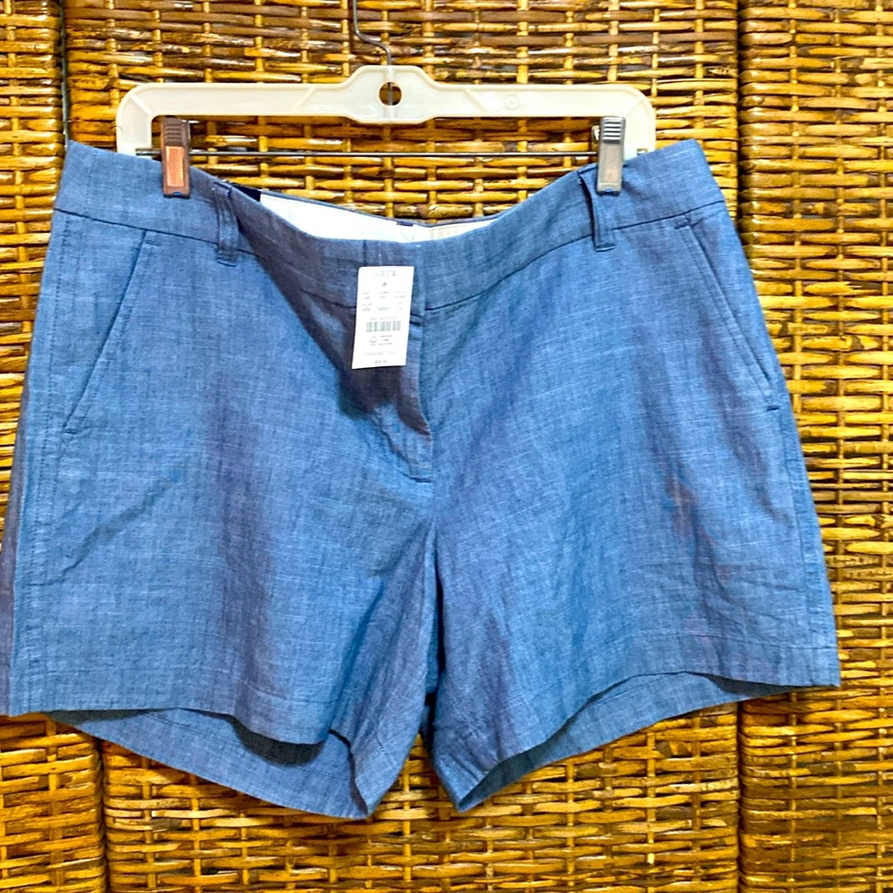 J. Crew 100% Cotton blue Chambrey Chino Shorts with Pockets 14 $55 retail